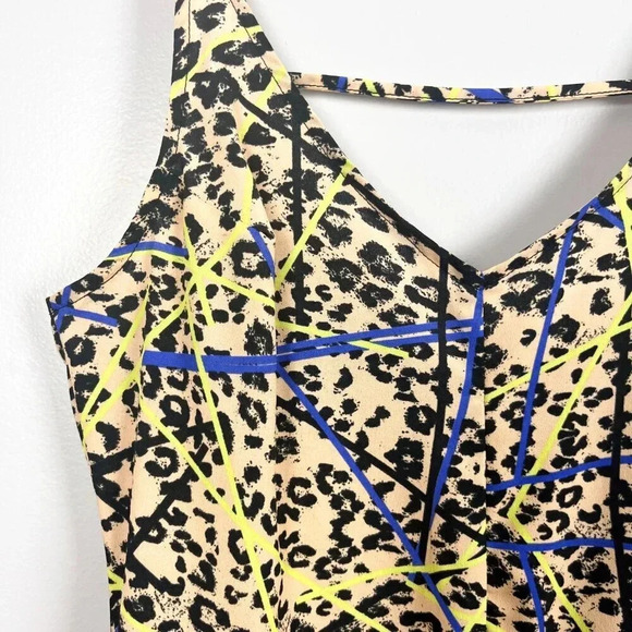 Lush Womens Small Leopard Print Abstract Romper Cocktail Party Vacation Beach - Picture 6 of 6